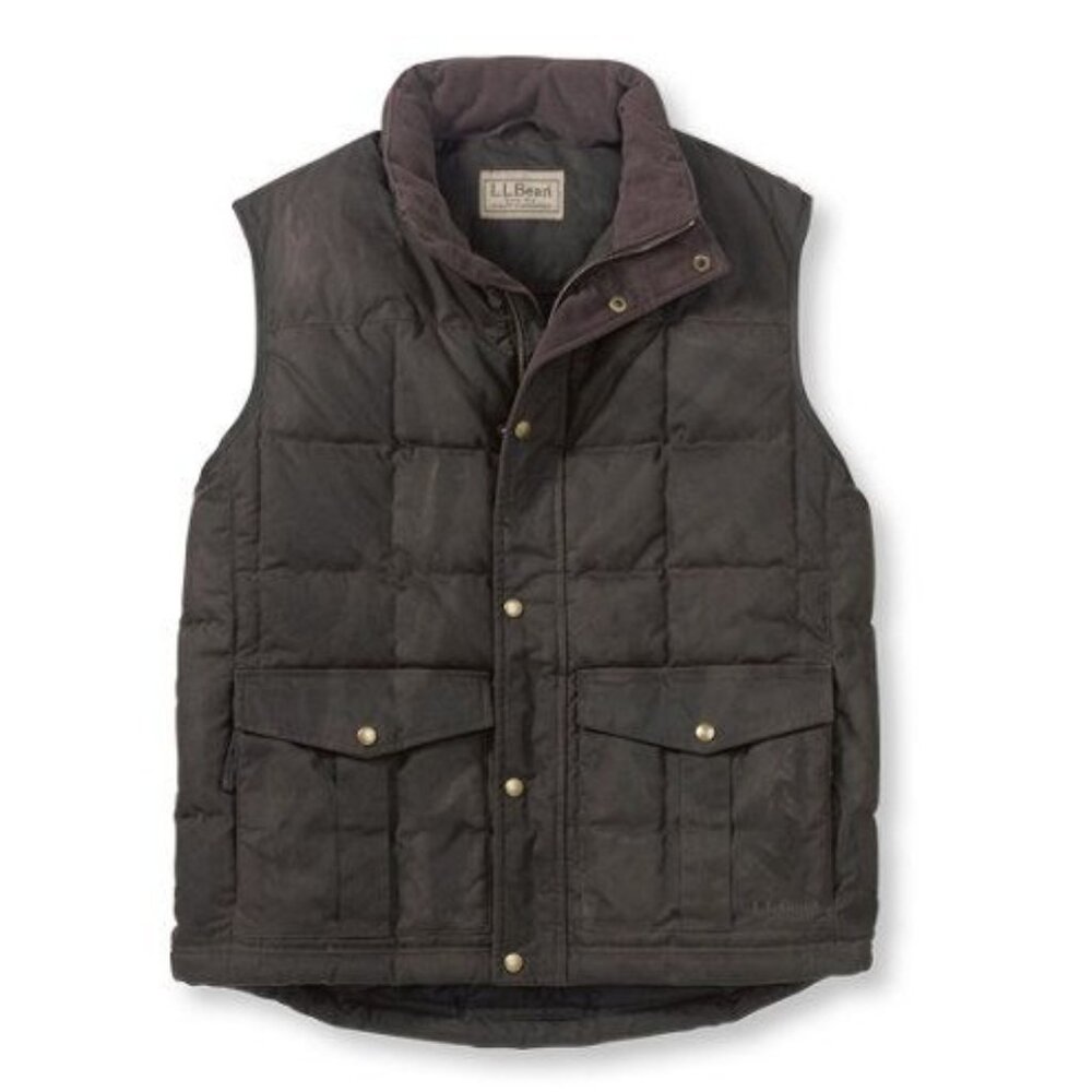 NWOT Men's LL Bean Waxed Cotton Down Puffer Vest